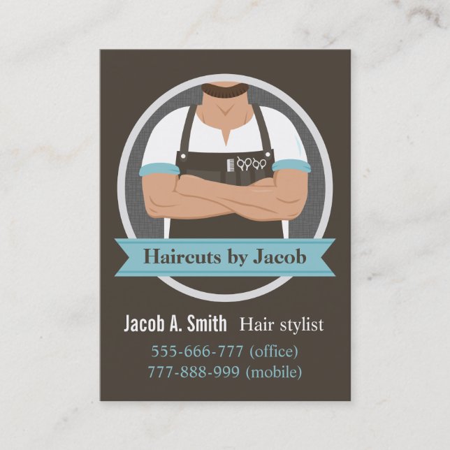 Cartes de visite de salon de coiffure hipster élég (Devant)