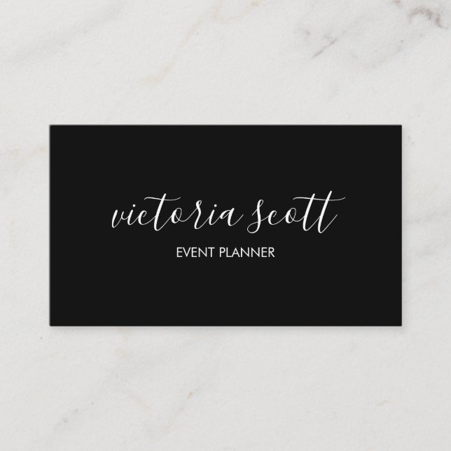 Cartes de visite de script noir et blanc (Devant)