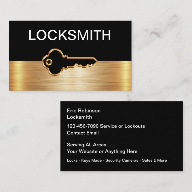 Cartes de visite de sécurité Classy Locksmith (Devant / Derrière)