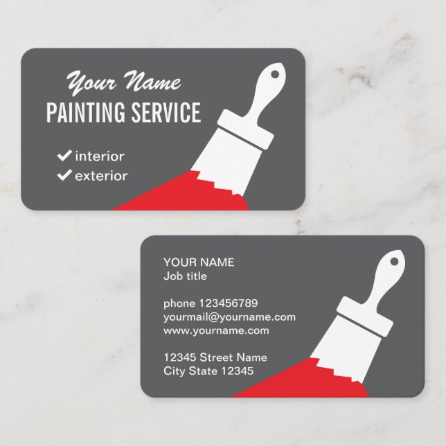 Cartes de visite de service de peinture avec pince (Devant / Derrière)