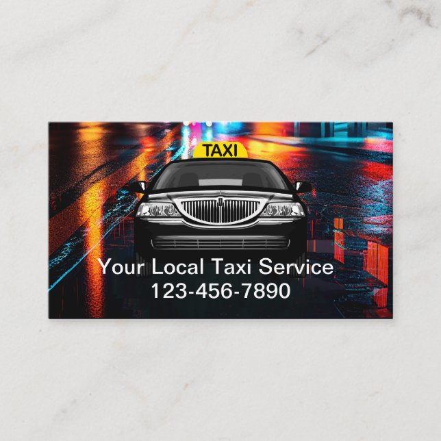 Cartes de visite de service de taxi local cool (Devant)