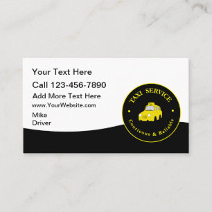 Cartes de visite de service de taxi pour chauffeur