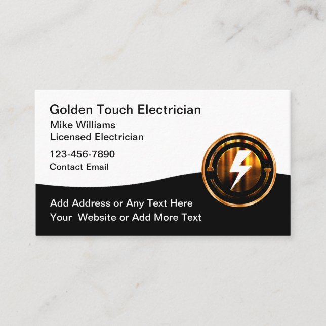 Cartes de visite de service d'électricien les plus (Devant)