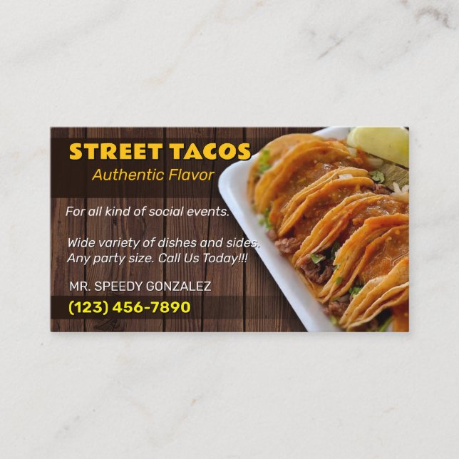 Cartes de visite de service Tacos (Devant)