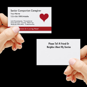 Cartes de visite de soignant avec symbole de cœur