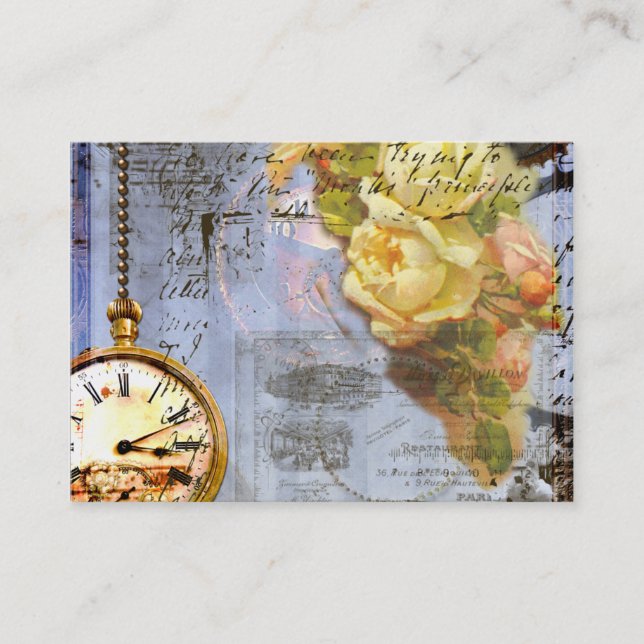 Cartes de visite de Steampunk Timepiece Roses Jaun (Devant)