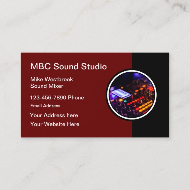 Cartes de visite de Studio de Son Moderne Cool (Devant)