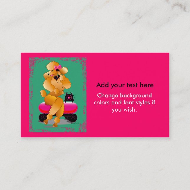 Cartes de visite de style rétro Apricot Poodle (Devant)