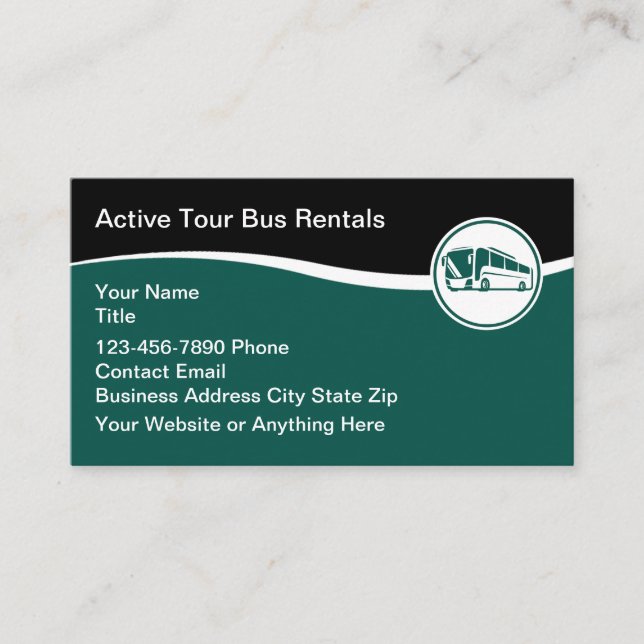 Cartes de visite de thème d'autocar de tourisme (Devant)