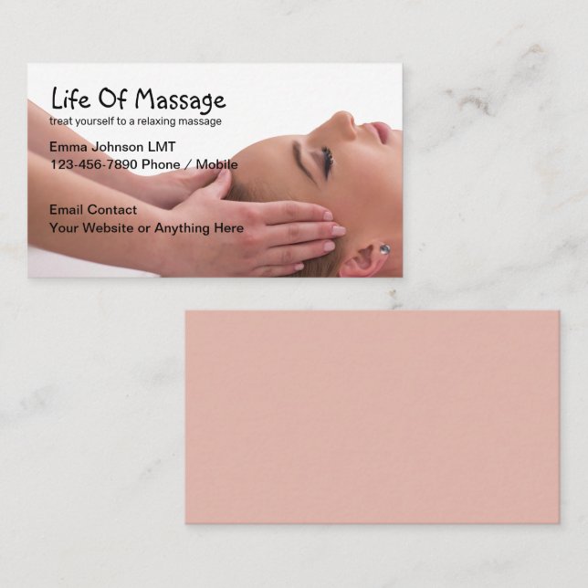 Cartes de visite de thème de massage design modern (Devant / Derrière)