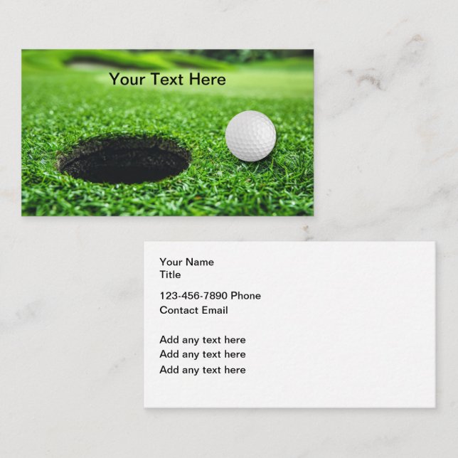 Cartes de visite de thème de terrain de golf Desig (Devant / Derrière)