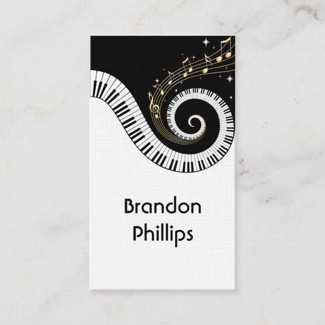 Cartes de visite de toile de clés de piano et de (Devant)