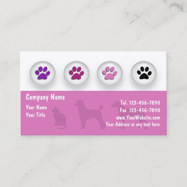 Cartes de visite de toilettage d'animal familier (Devant)