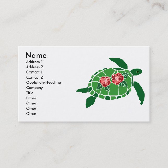 Cartes de visite de tortue de mer de fleur de (Devant)