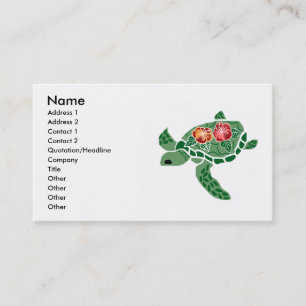 Cartes de visite de tortue de mer de fleur de
