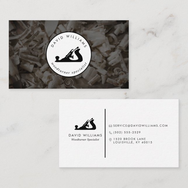 Cartes de visite de tourneur sur bois professionne (Devant / Derrière)