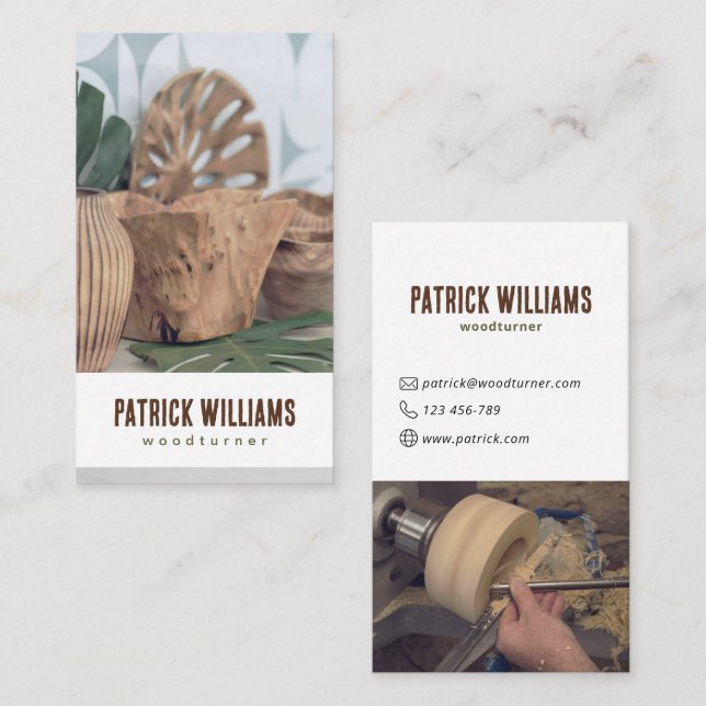 Cartes de visite de tourneur sur bois professionne (Devant / Derrière)