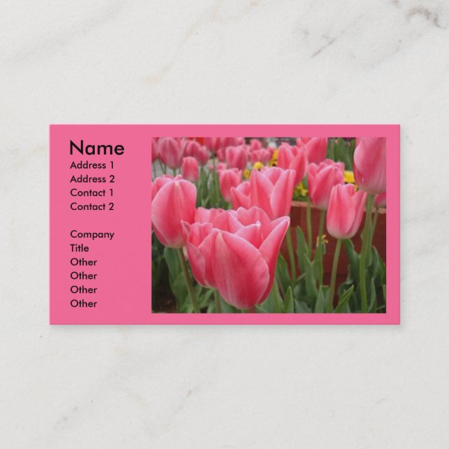 Cartes de visite de tulipes roses (Devant)