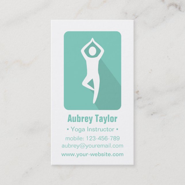 Cartes de visite de yoga Logo Pose d'arbre moderne (Devant)