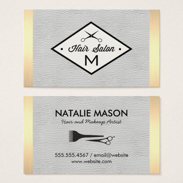 Cartes De Visite Découpe Lux Or Cuir Blanc Exécutive (Devant & derrière)