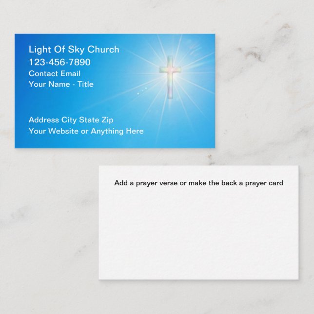 Cartes de visite d'église chrétienne avec croix (Devant / Derrière)