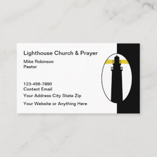 Cartes de visite d'église chrétienne thème phare