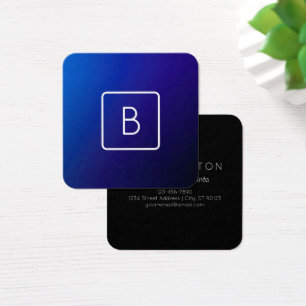 Cartes De Visite Dégradé Ombré Bleu Foncé Simple Moderne & Monogram