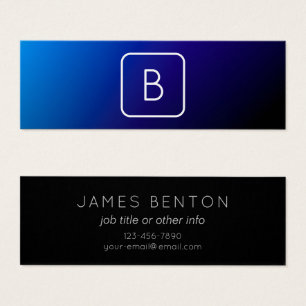 Cartes De Visite Dégradé Ombré Bleu Foncé Simple Moderne & Monogram
