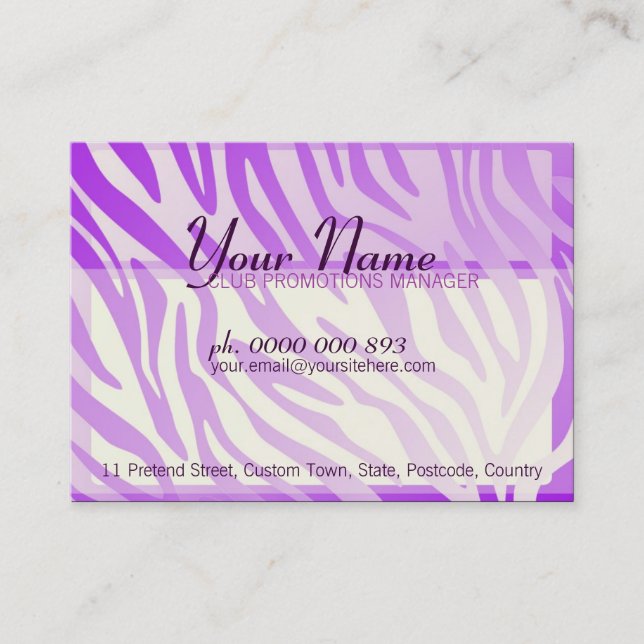 Cartes de visite dégradé zèbre violet grandes (Devant)