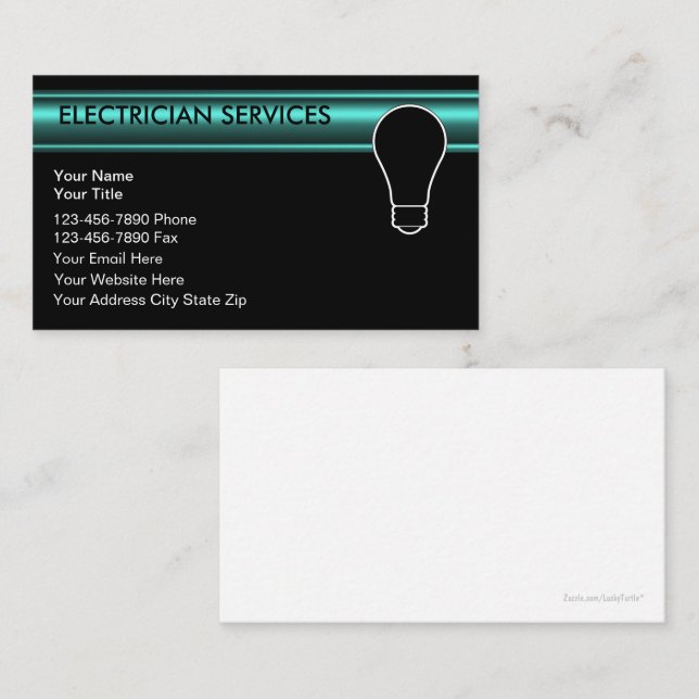 Cartes de visite d'électricien (Devant / Derrière)