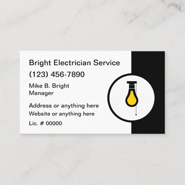 Cartes de visite d'électricien conçues professionn (Devant)