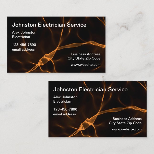 Cartes de visite d'électricien double face (Devant / Derrière)