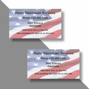 Cartes de visite d'électricien Drapeau Américain D