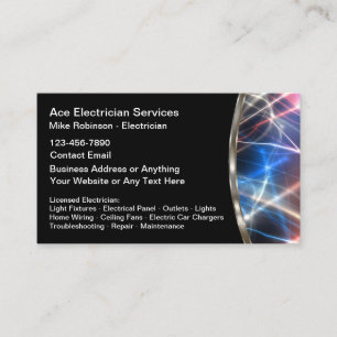 Cartes de visite d'électricien et de technologie c
