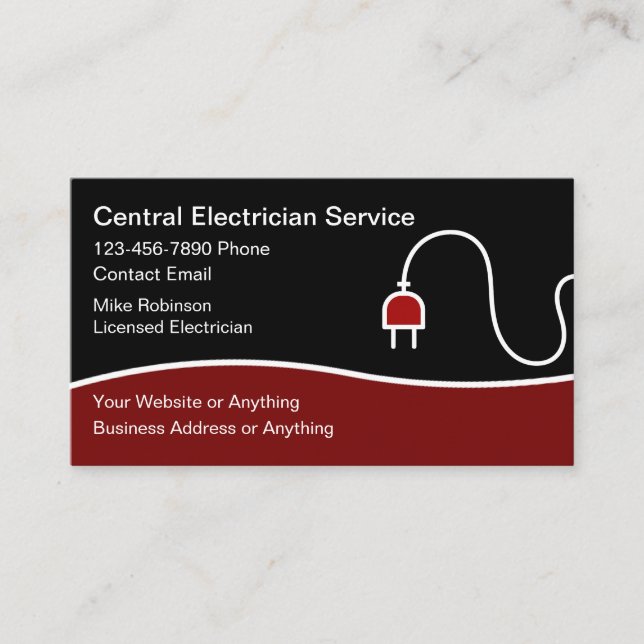 Cartes de visite d'électricien modernes et uniques (Devant)