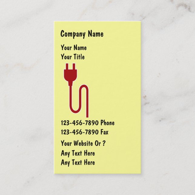 Cartes de visite d'électricien simple (Devant)