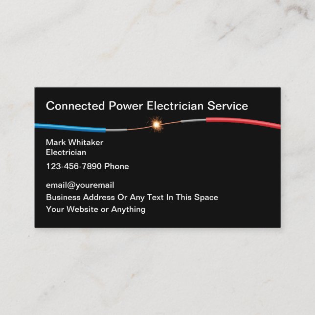 Cartes de visite d'électricien Spark Wire (Devant)