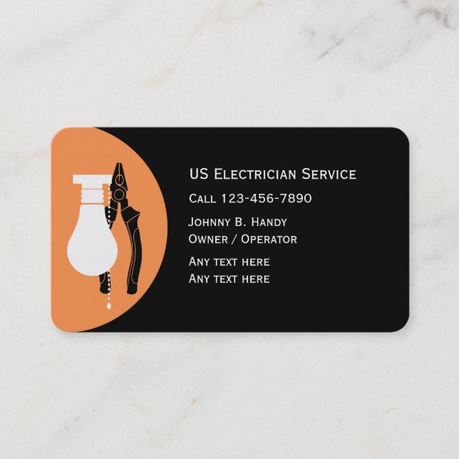 Cartes de visite d'électricien uniques (Devant)