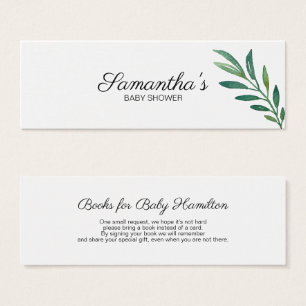 Cartes De Visite Demande de livre de Baby Shower aquarelle de verdu