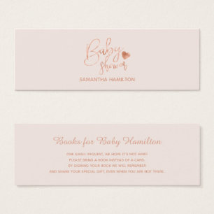 Cartes De Visite Demande de livre de baby-shower avec feuille d'or