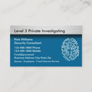 Cartes de visite d'enquêteur de sécurité privé