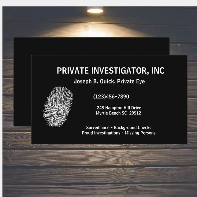 Cartes de visite d'enquêteur privé (Créateur téléchargé)