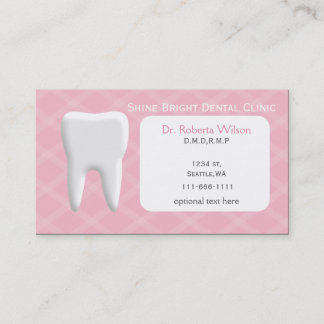 Cartes de visite dentaire rose avec carte de rende