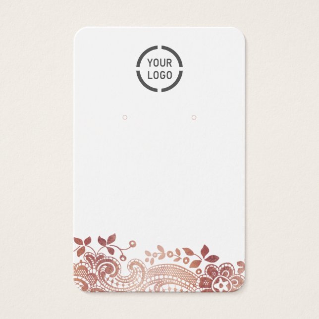 Cartes De Visite Dentelle d'or rose logo personnalisé écran d'oreil (Devant)