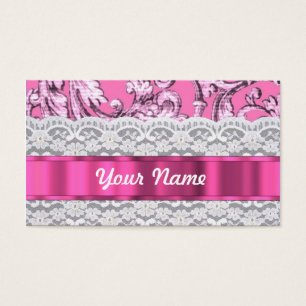 Cartes De Visite Dentelle rose fleurie motif
