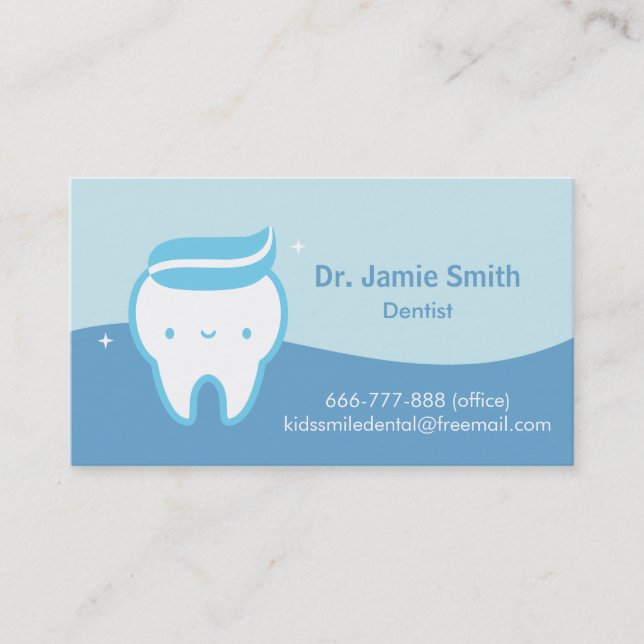 Cartes de visite dentiste dentifrice dent mignon b (Devant)
