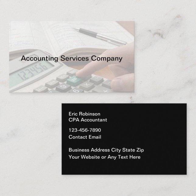 Cartes de visite d'entreprise pour comptable CPA m (Devant / Derrière)