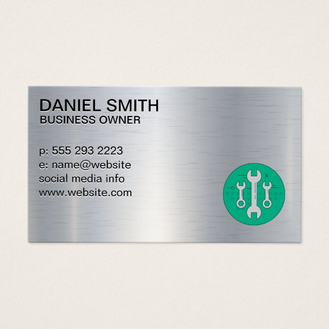 Cartes De Visite Dépouille | Métallique industrielle (Devant)