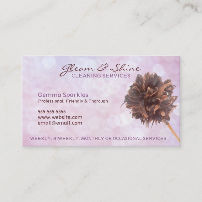 Cartes de visite des services de nettoyage rose (Devant)