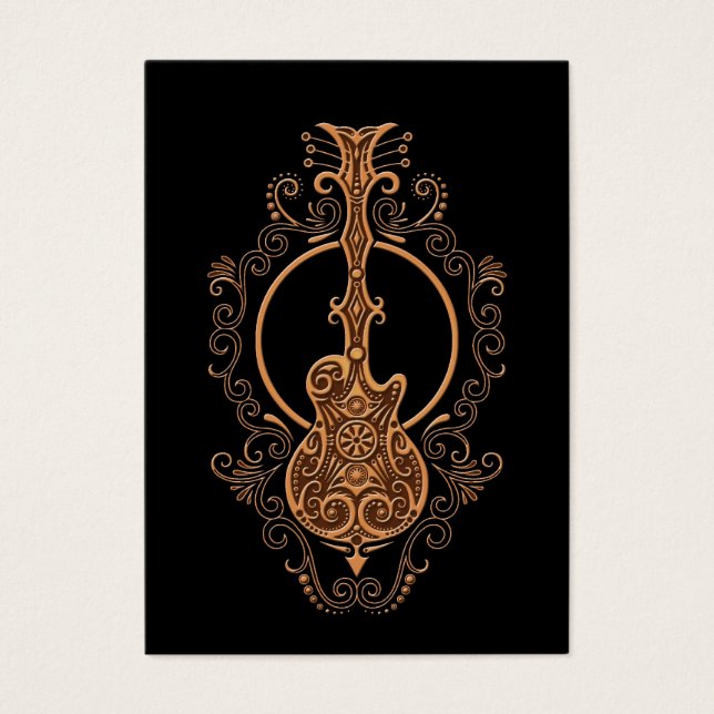 Cartes De Visite Design complexe de guitare Brown sur le noir (Devant)